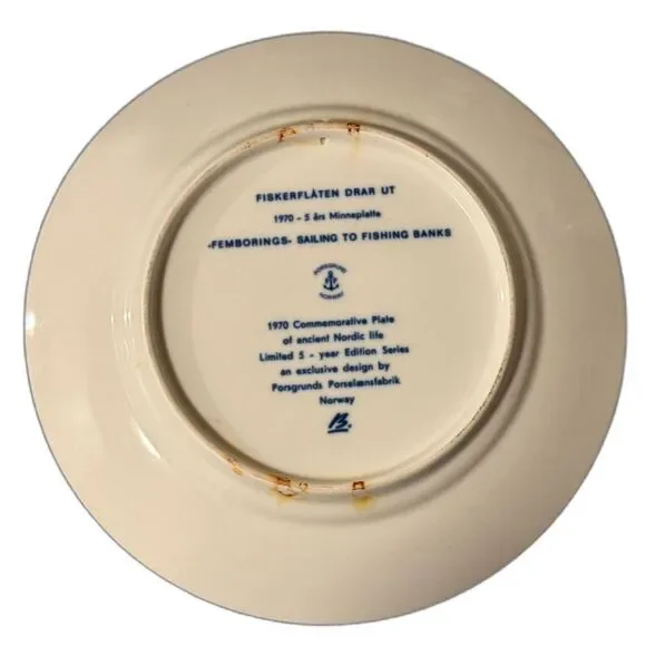 Norge 1970 sailing to fishing banks collection plate, Nordic life holiday - Picture 2 of 3